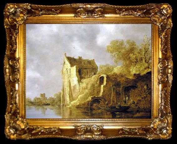 framed  Jan van  Goyen River landscape with a ruin, ta009-2